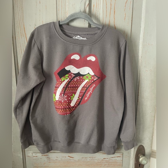 the Rolling Stones Tops - The Rolling Stones Charcoal Tee with Christmas Sweater Logo